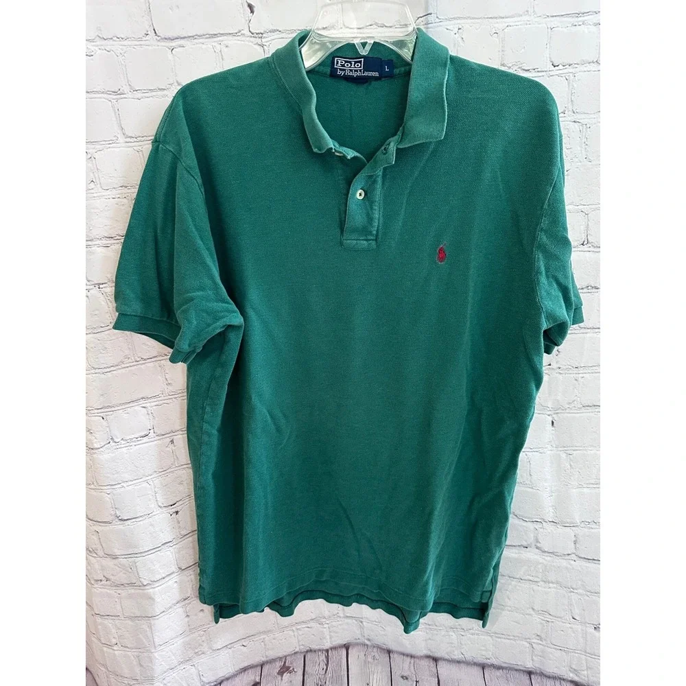 Polo Ralph Lauren Green Polo Shirt Classic Fit Short Sleeve Casual L